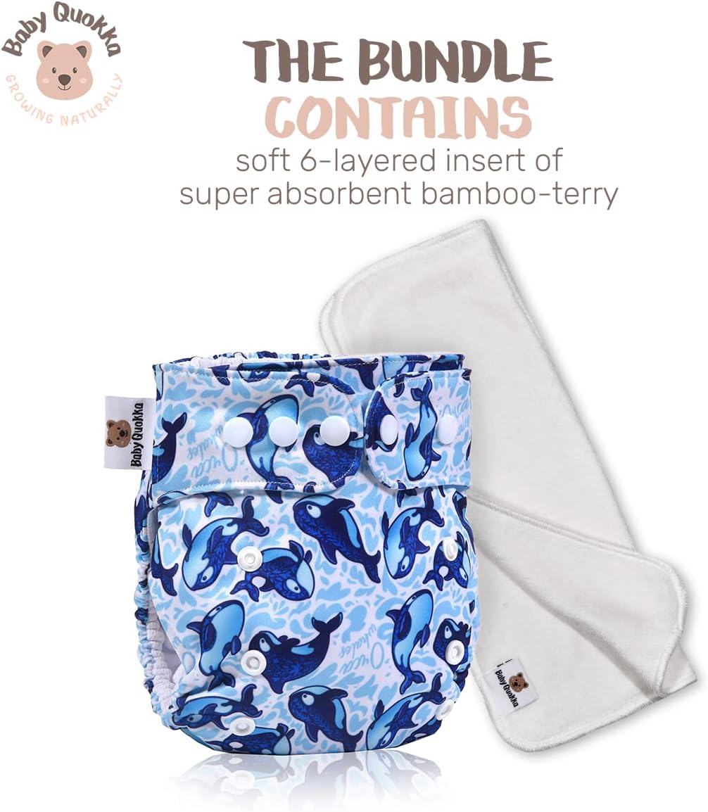 One Size Dragon Fruit Pocket Diaper: Handmade Reusable Birth to Potty Toddler Boy or Girl Water Resistant Cloth Diaper with 1 Bamboo Inserts, Baby QUOKKA ? - Image 2
